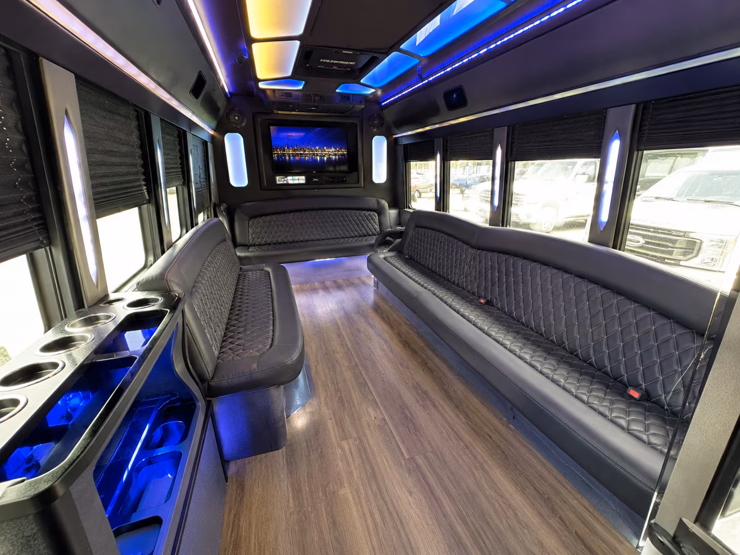 Costa Mesa Birthday, Sweet 16, & Quinceañera Transportation party bus exterior