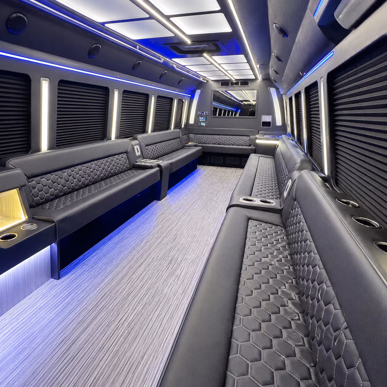 Costa Mesa Sporting Event Transportation party bus interior