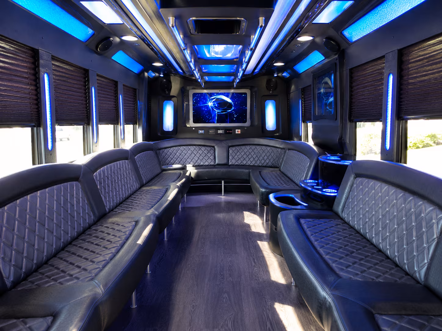 Costa Mesa Wedding Transportation party bus exterior