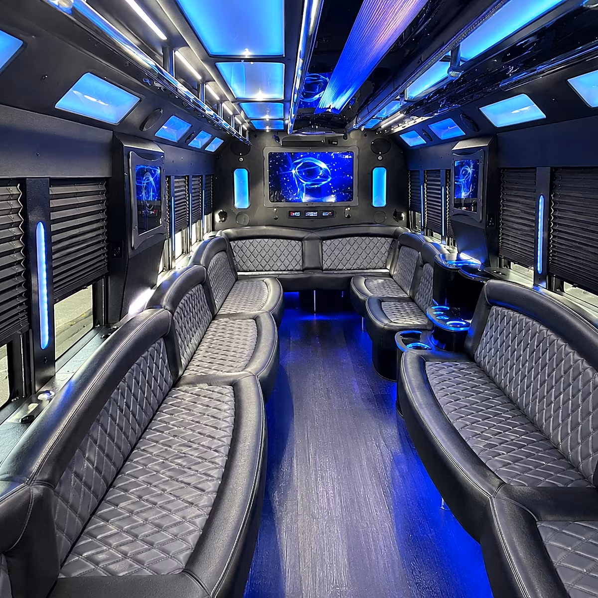 Costa Mesa Wedding Transportation party bus interior