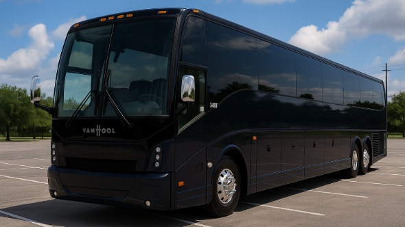 Exterior of Charter Bus Company Costa Mesa's 46 Passenger Charter Bus in Costa Mesa