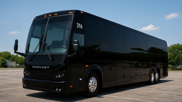 Exterior of Charter Bus Company Costa Mesa's 47 Passenger Charter Bus in Costa Mesa