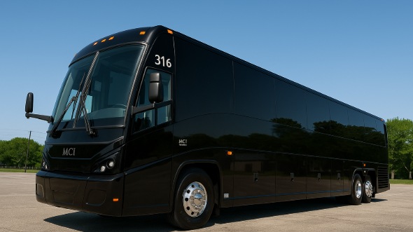 Exterior of Charter Bus Company Costa Mesa's 48 Passenger Charter Bus in Costa Mesa