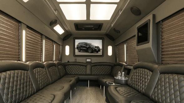 costa mesa 25 passenger party bus inside